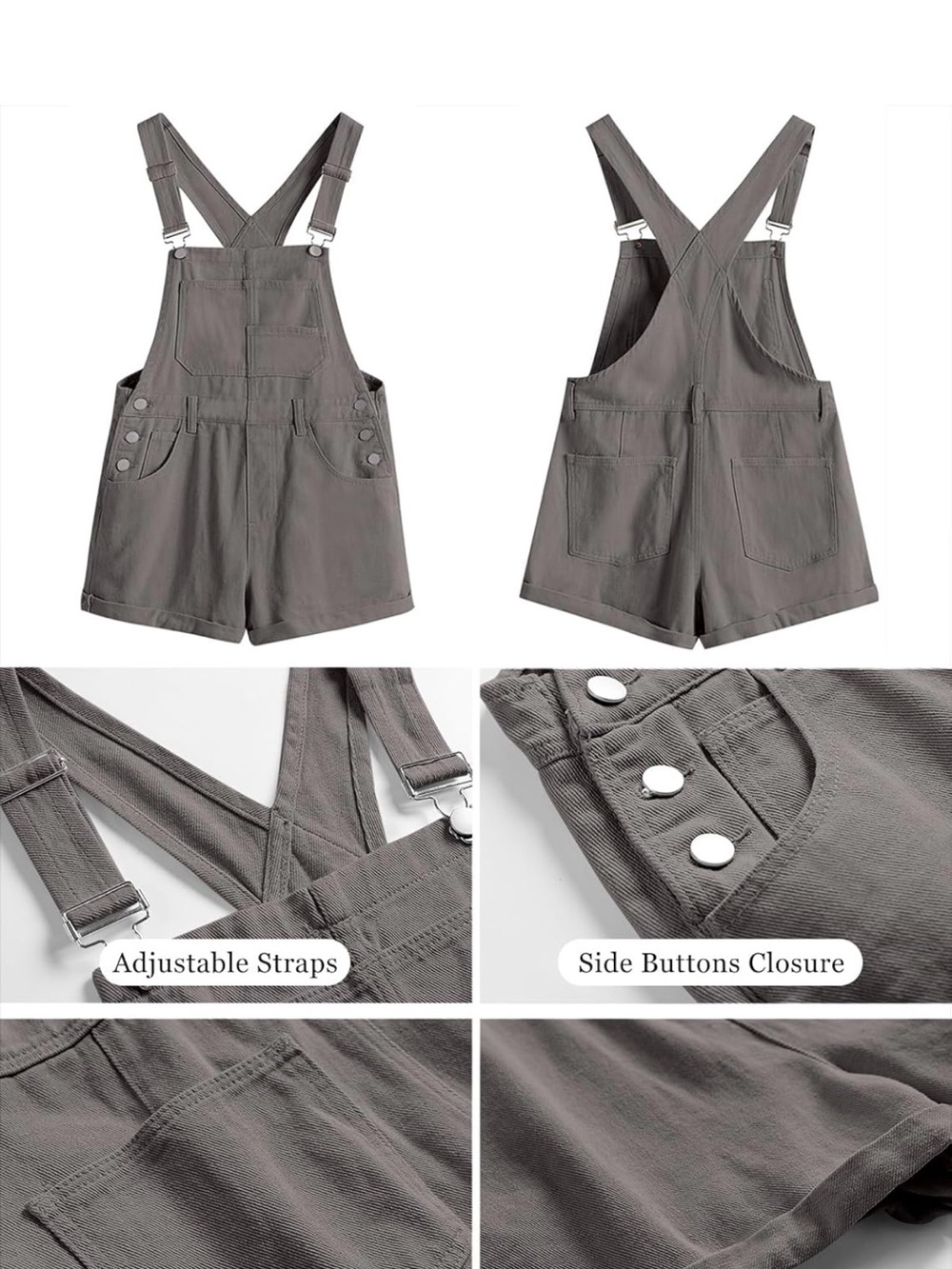 NWT Women's Dark Gray Short Denim Overalls! Medium! NEW! - Picture 3 of 9